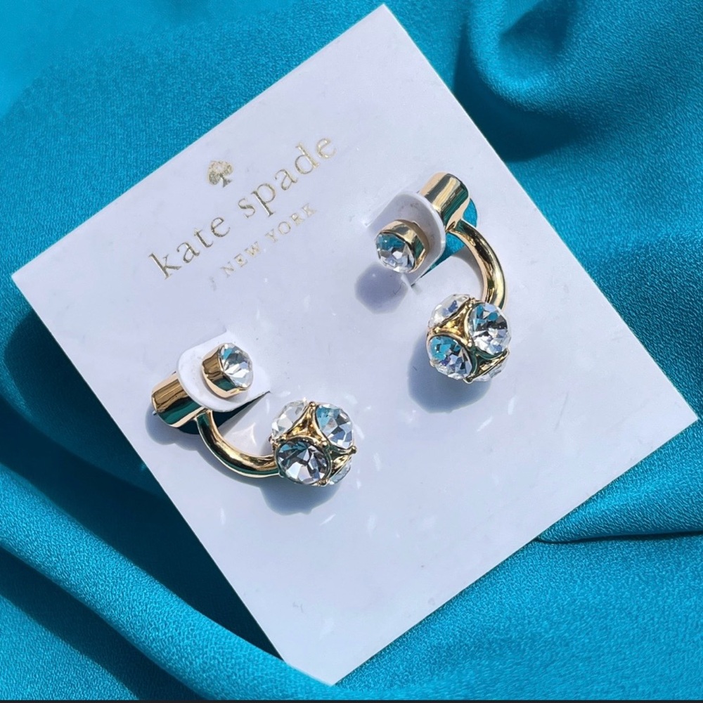 Kate Spade Lady Marmalade Gold Huggy Earrings with Crystal Balls